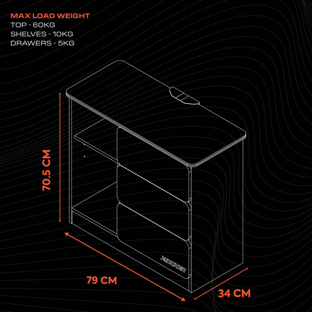 X Rocker Carbon-Tek 3 Drawer 2 Shelf White Chest of Drawers with Neo Fibre LED Light Image 6