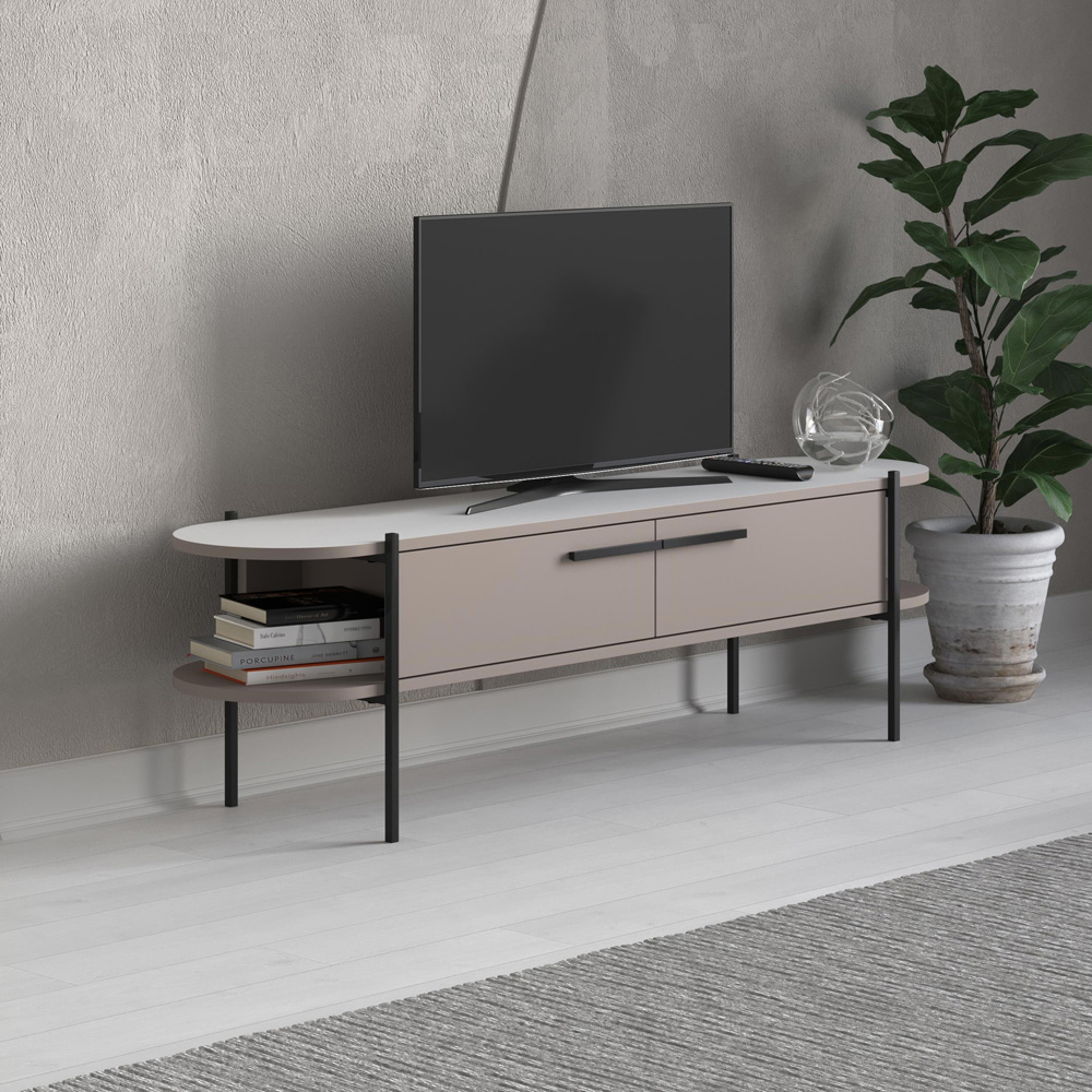 Decortie Otis 2 Door 2 Shelf Light Mocha TV Stand Image 3