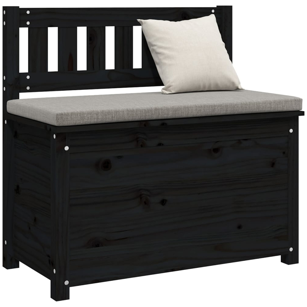 vidaXL Black Solid Wood Pine Storage Bench 80 x 41 x 77cm Image 3