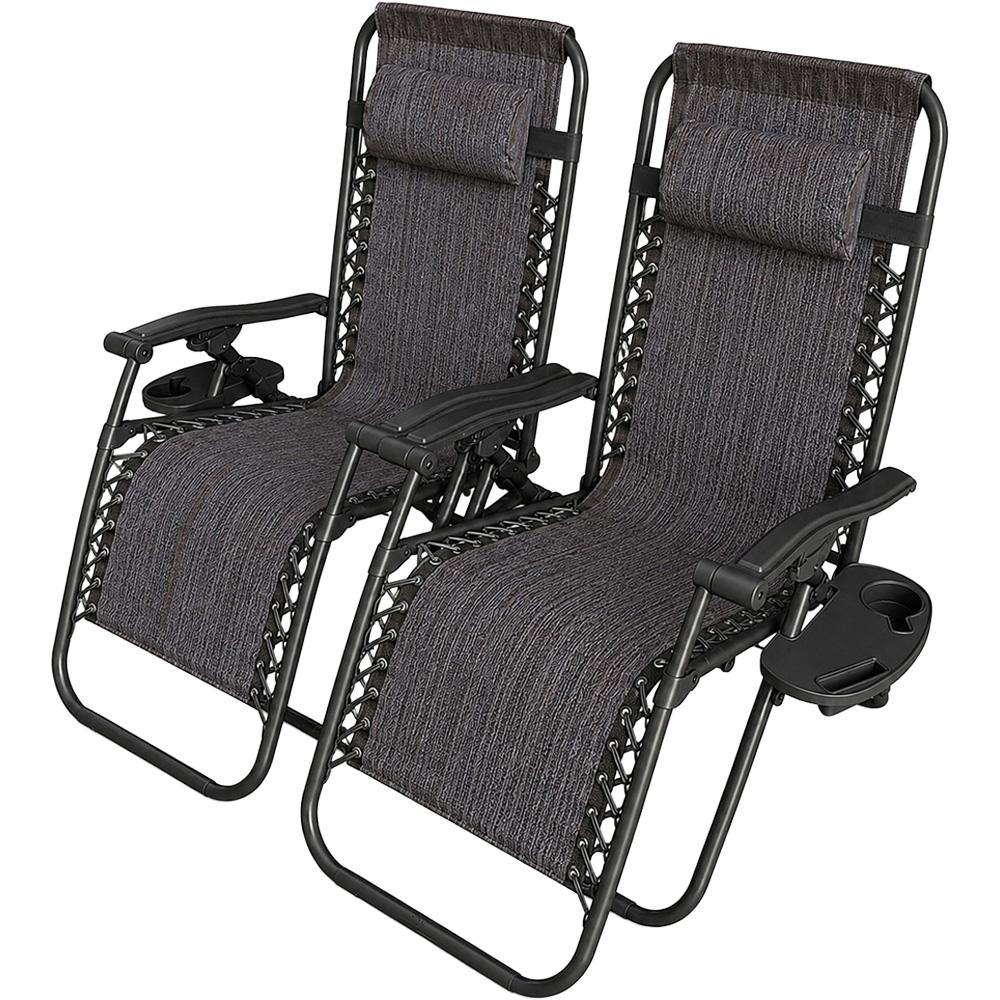 Neo Grey Zero Gravity Foldable Garden Recliner Sun Lounger Set of 2 Image 1