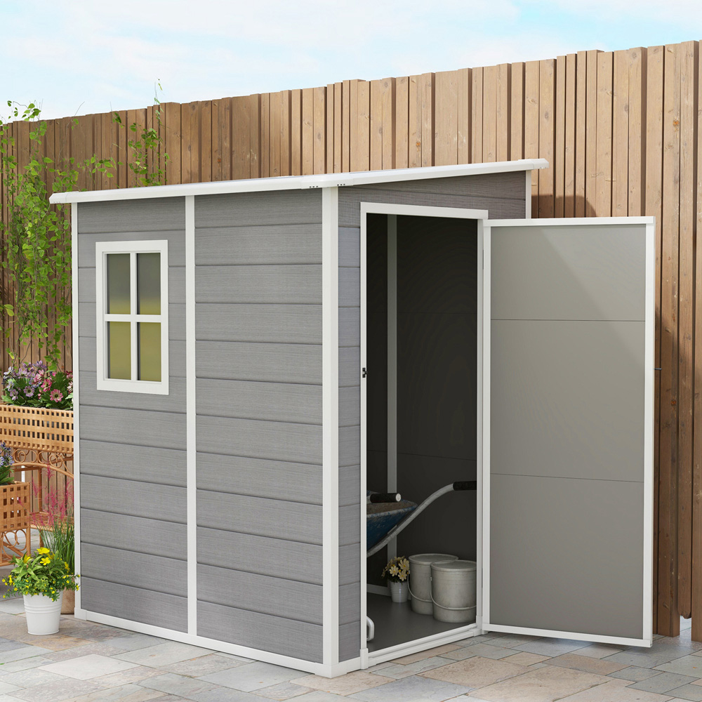 Outsunny 4 x 5ft Grey Vented Garden Storage Shed Image 2