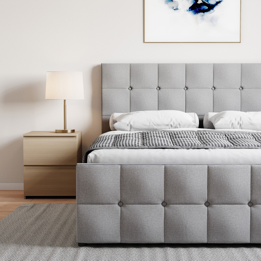 Vida Designs Valentina King Size Light Grey Linen Ottoman Bed Image 3