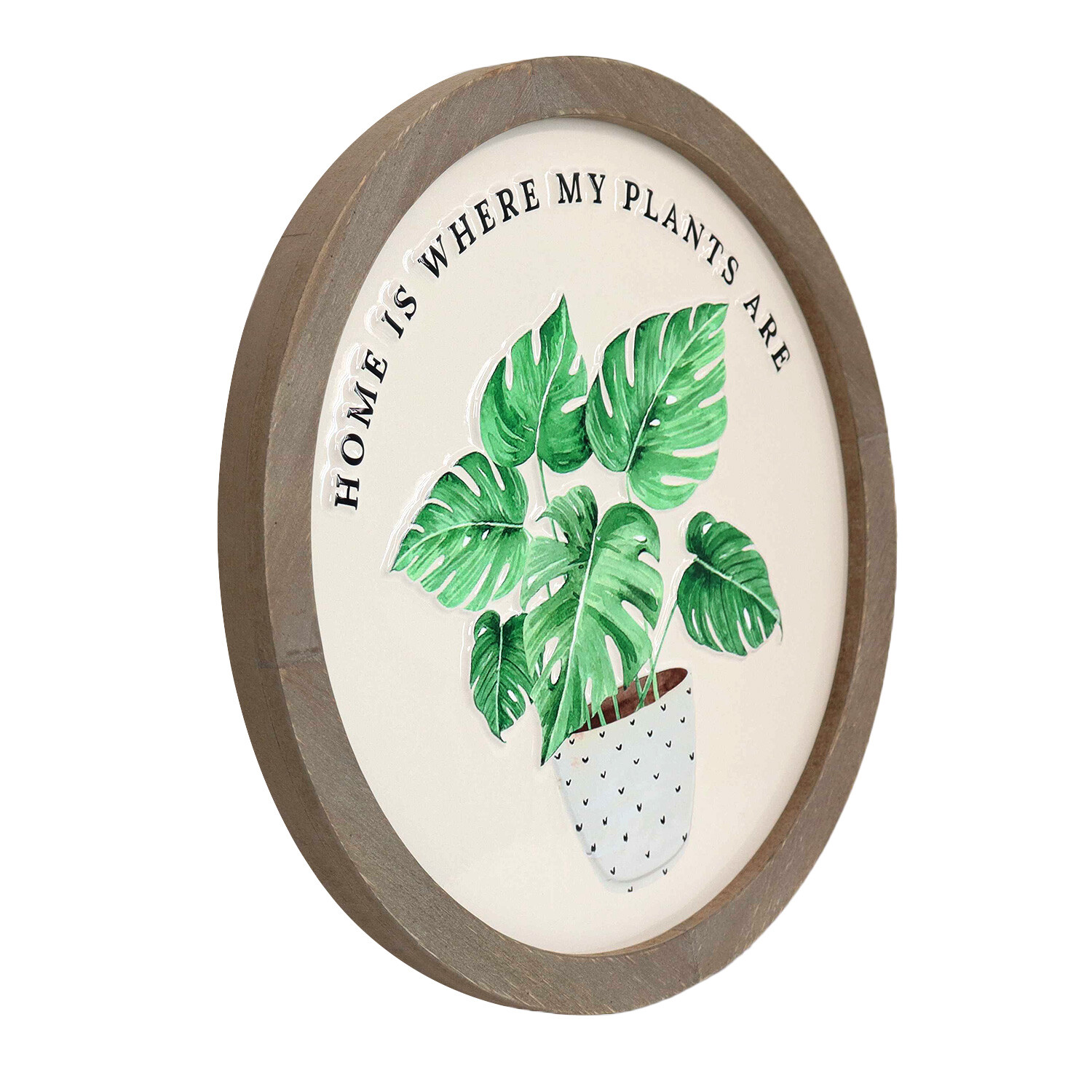 Round Houseplant Embossed Sign - Natural Image 3