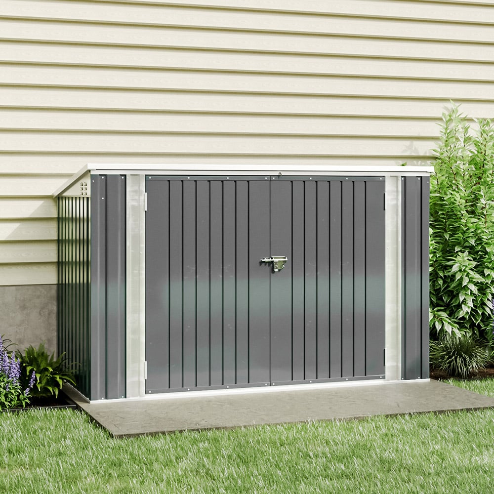 Living and Home 3.5 x 7ft Grey Steel Bicycle Storage Shed Image 2