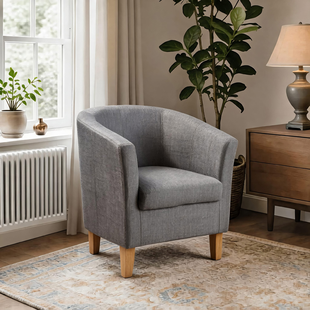 Home Source Bedford Light Grey Padded Tub Chair Image 6