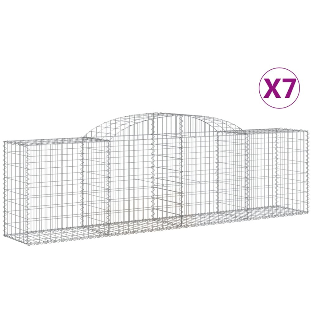 vidaXL Silver Galvanised Iron Arched Gabion Basket 300 x 50 x 80/100cm 7 Pack Image 4