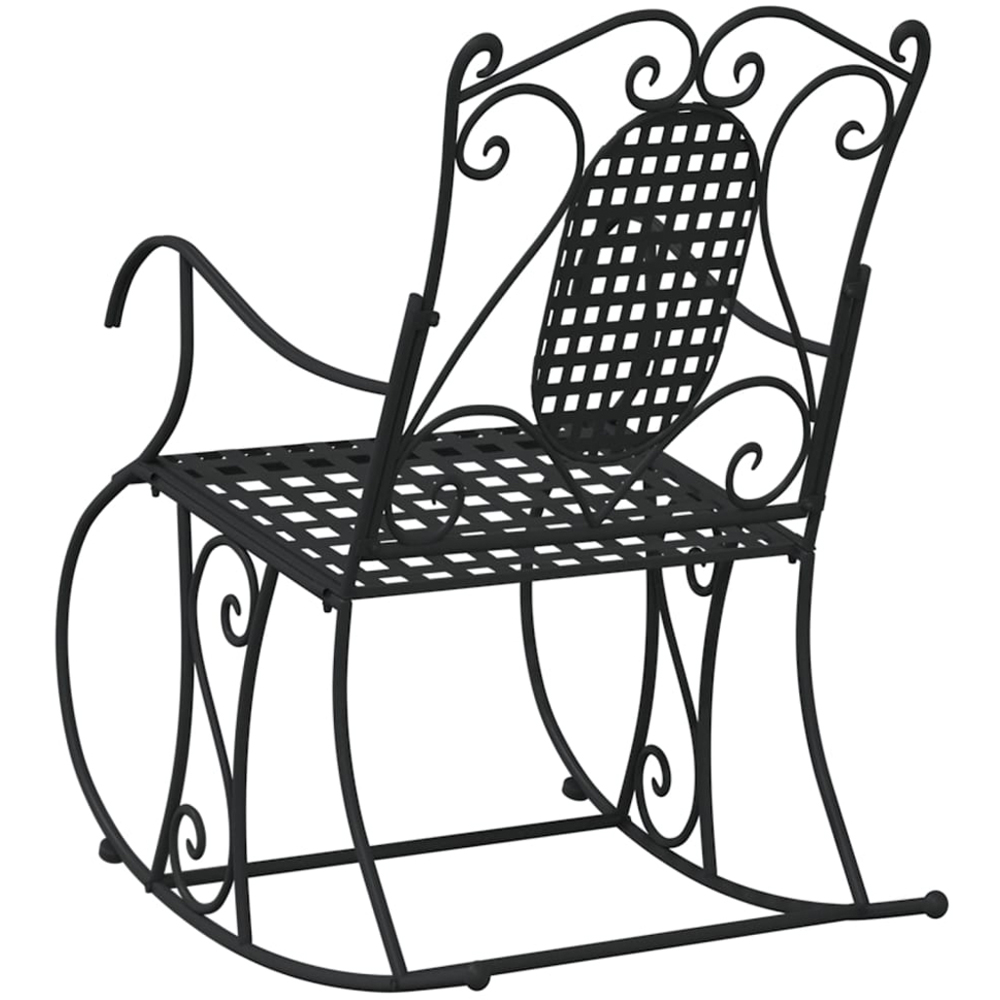 vidaXL Single Seater Black Steel High Backrest Garden Rocking Bench Image 5