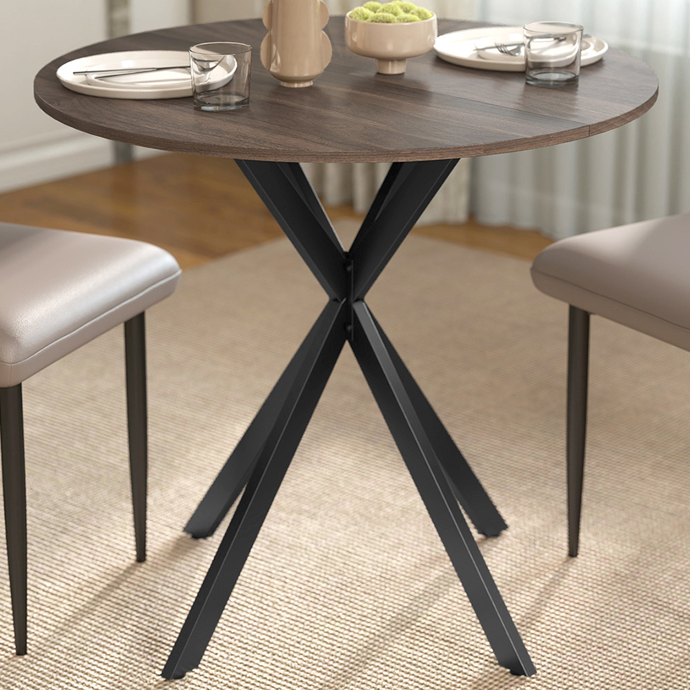 Portland 2 Seater Industrial Round Dining Table Brown Image 1