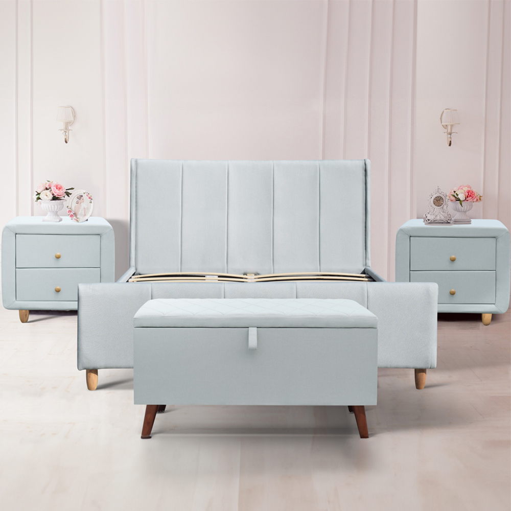 Brooklyn Blue Linen 3 Piece Bedroom Furniture Set Image 1