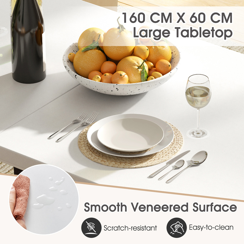 Costway 8 Seater Dining Table with Metal Legs White Image 7