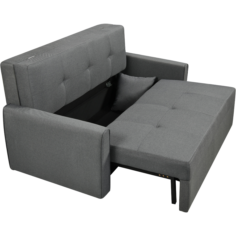 Comfy Living 2 Seater Grey Linen Pull Out Sofa Bed Image 4