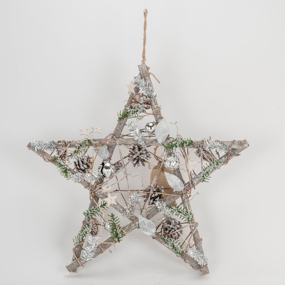 Alpine Lodge Light Up Star with Floristry Christmas Ornament Image 3