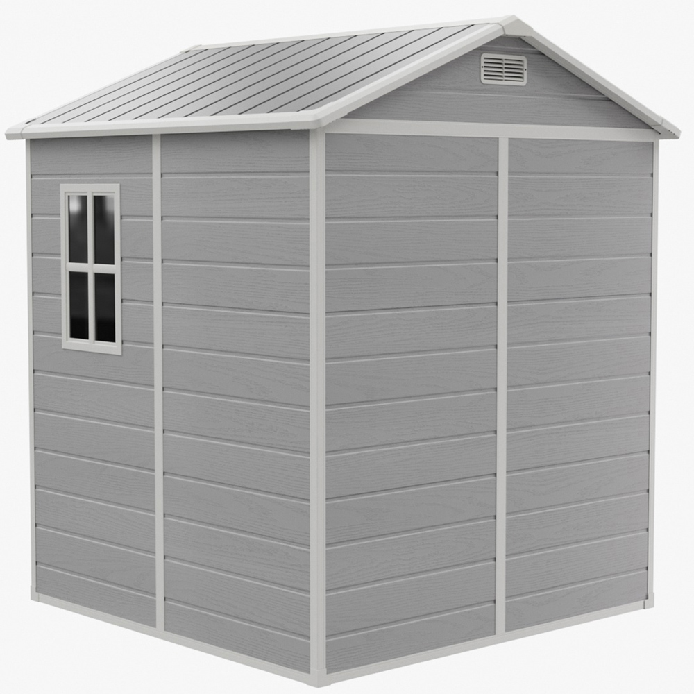 Living and Home 6 x 6ft Smokey Grey Wood Grain Plastic Garden Storage Shed Image 3
