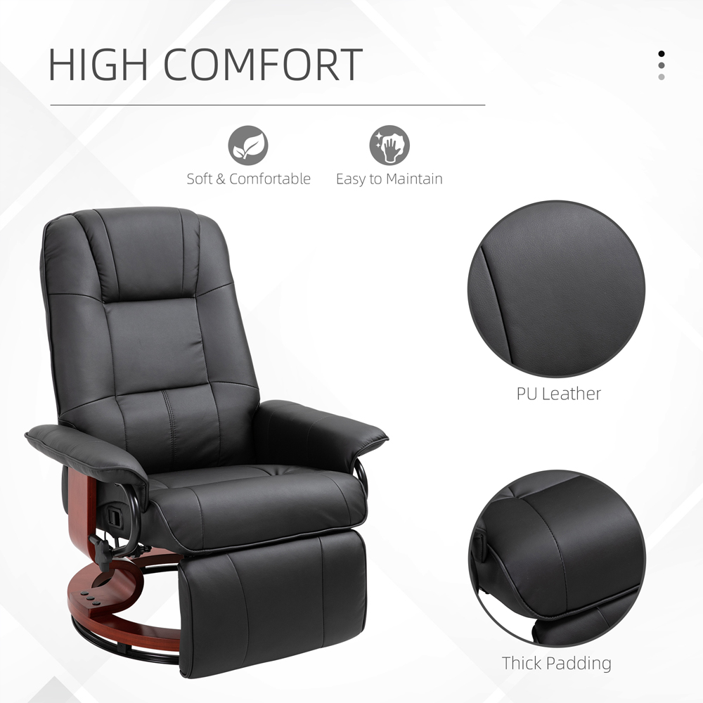 HOMCOM Black Manual Recliner Swivel Reclining Chair Image 6