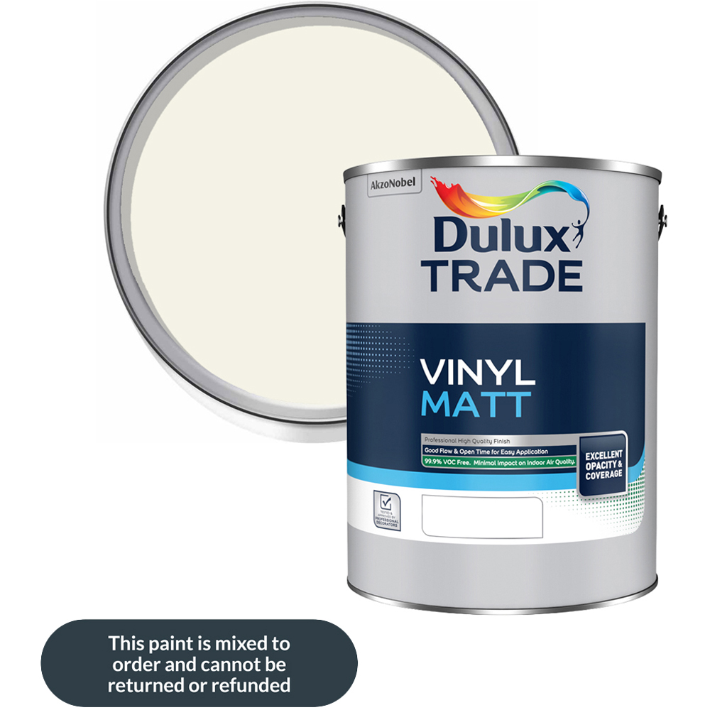 Dulux Trade Jasmine White Walls and Ceilings Vinyl Matt Paint 5L Image 1