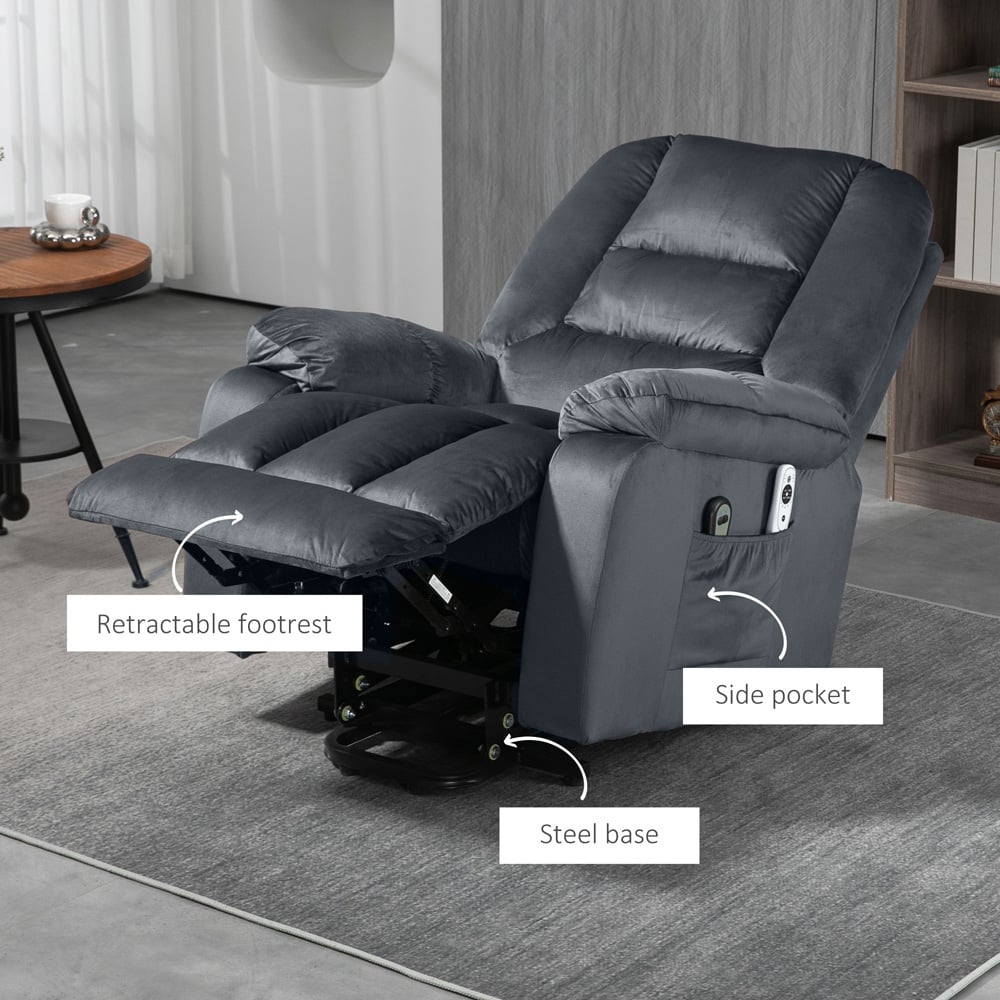 HOMCOM Grey Lift Chair with Vibration Massage and Heat Image 3