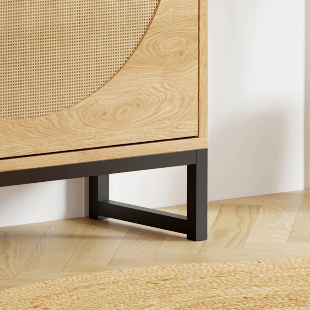 FurnitureHMD 2 Door Natural Woven Rattan Shoe Cabinet with Hooks Image 4