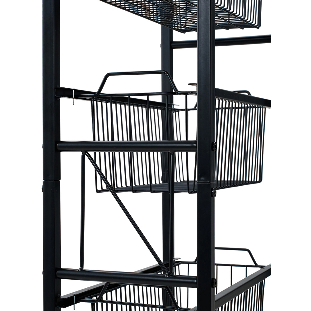 Living and Home 5-Tier Black Carbon Steel Pull-Out Storage Trolley Image 6