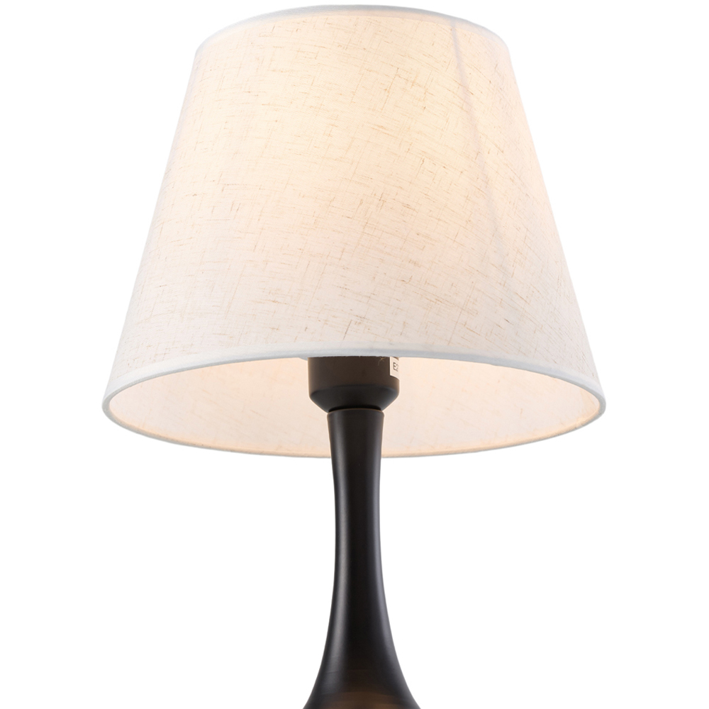 Living and Home Large Black and Ivory Linen Shade Iron Base E27 Table Lamp Image 4