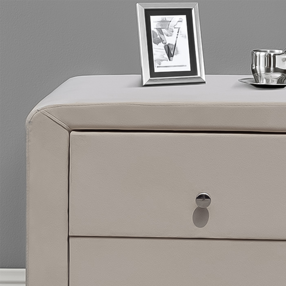 Brooklyn 2 Drawer Cream Plush Velvet Bedside Table Image 2