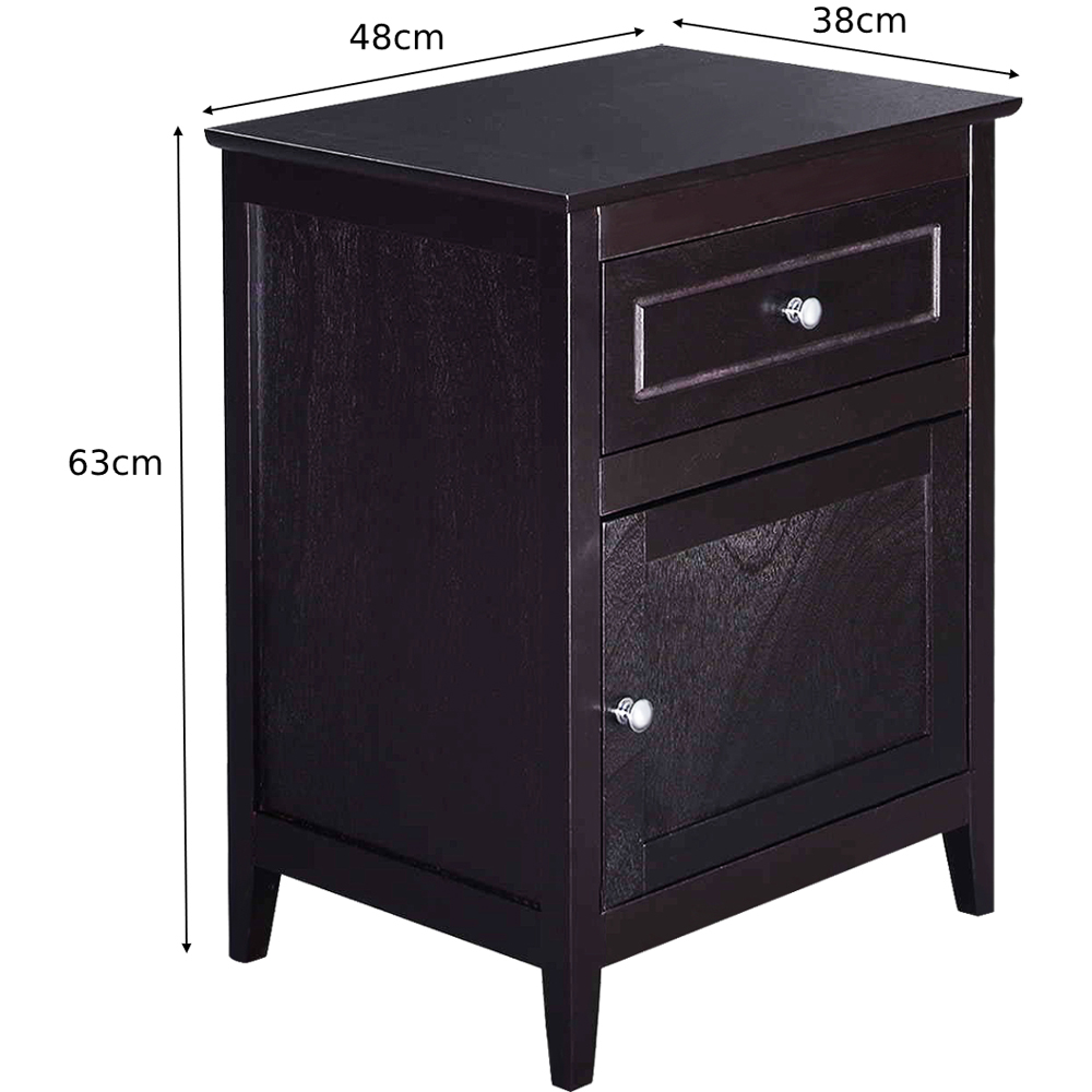 Costway Single Drawer Single Shelf Espresso Modern Nightstand Image 9
