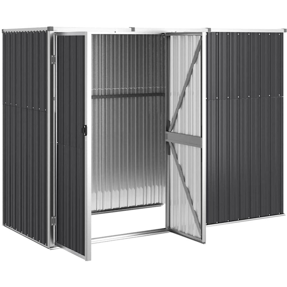vidaXL 7.4 x 2.9ft Anthracite Galvanised Steel Pent Garden Tool Shed Image 4