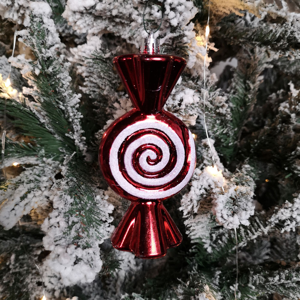 Samuel Alexander Red and White Candy Stripe Hanging Christmas Decoration 15cm 5 Pack Image 6