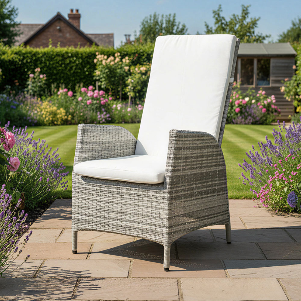 Oseasons Lisbon Set of 2 Mixed Grey Rattan Reclining Dining Chairs Image 6