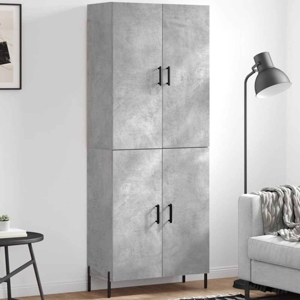 vidaXL 4 Door Concrete Grey Tall Highboard Image 1