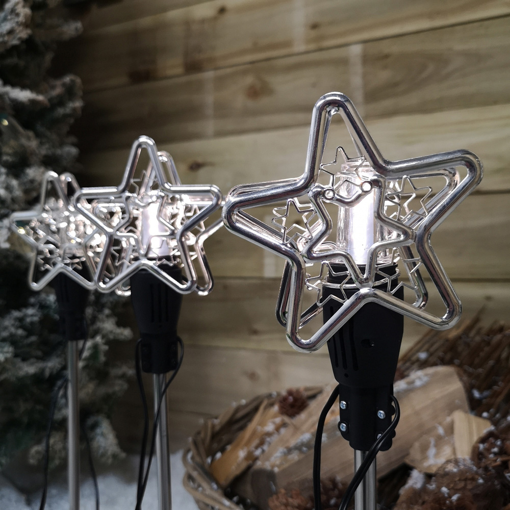 Samuel Alexander 3 Pack Warm White Star Flashing LED Christmas Pathfinder Light Image 4