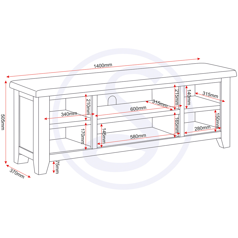 Seconique Windsor 2 Door 2 Shelf Pebble Grey and Oak Straight TV Unit Image 8
