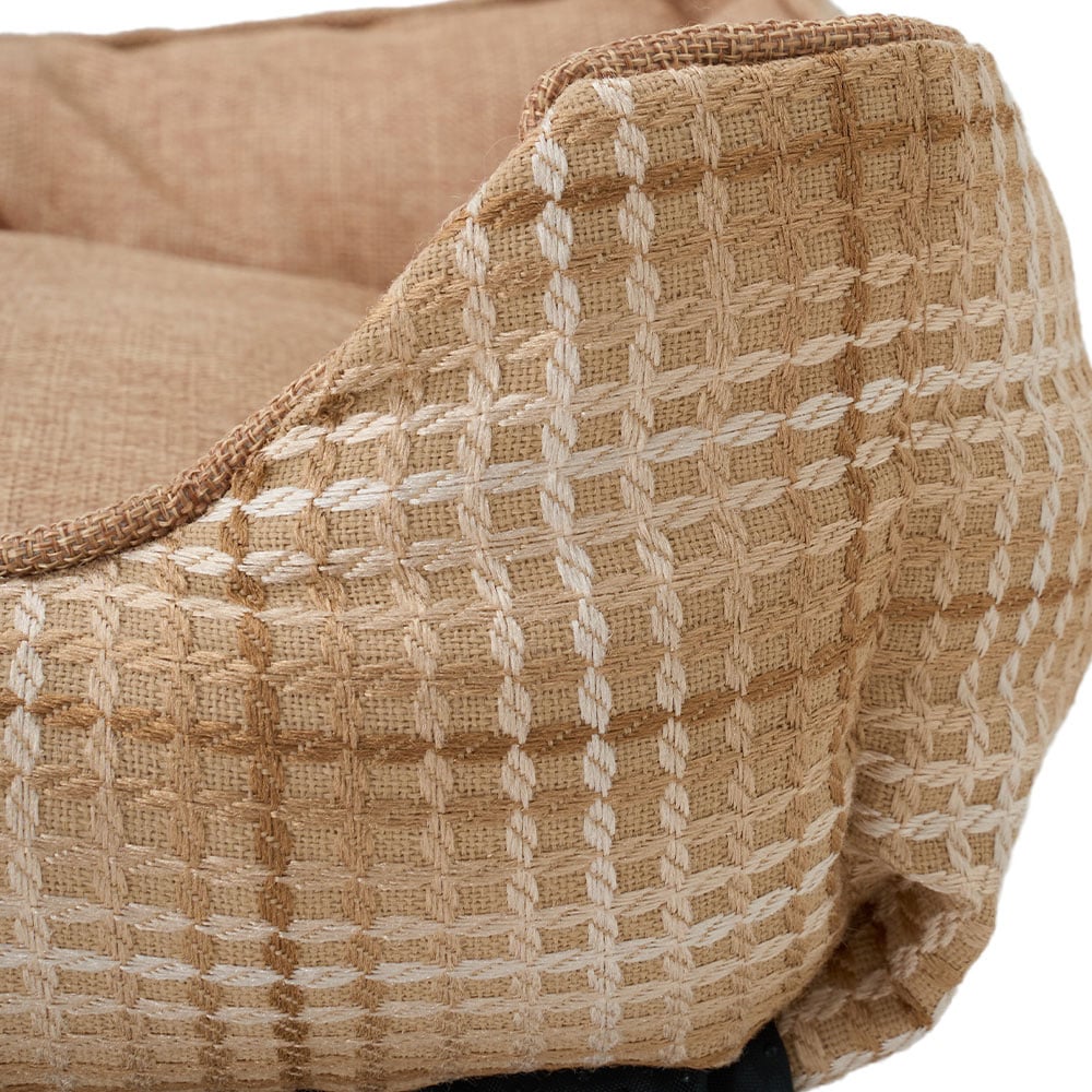 H&O Direct 50cm Plaid Light Brown Ultra Soft Chenille Dog Bed Image 3