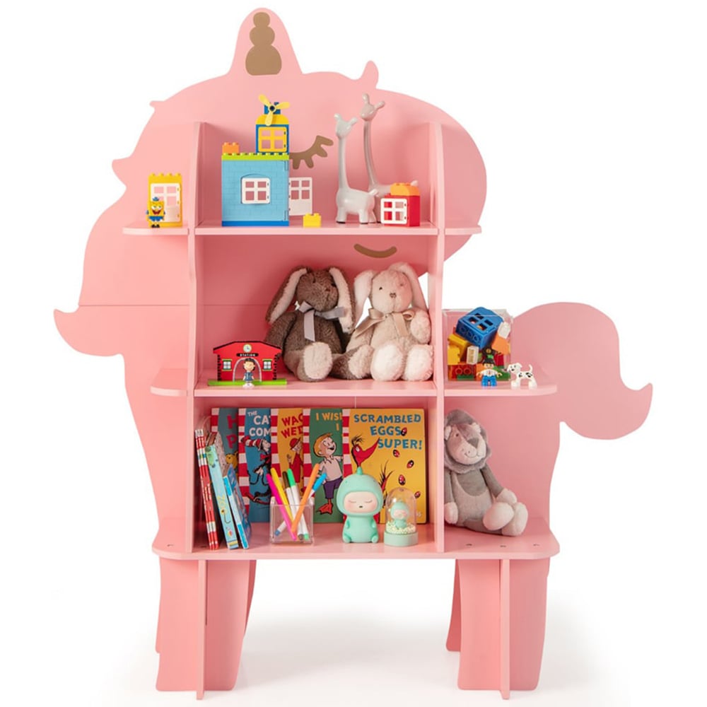 Costway Pink Kids Toy Bookshelf Image 3