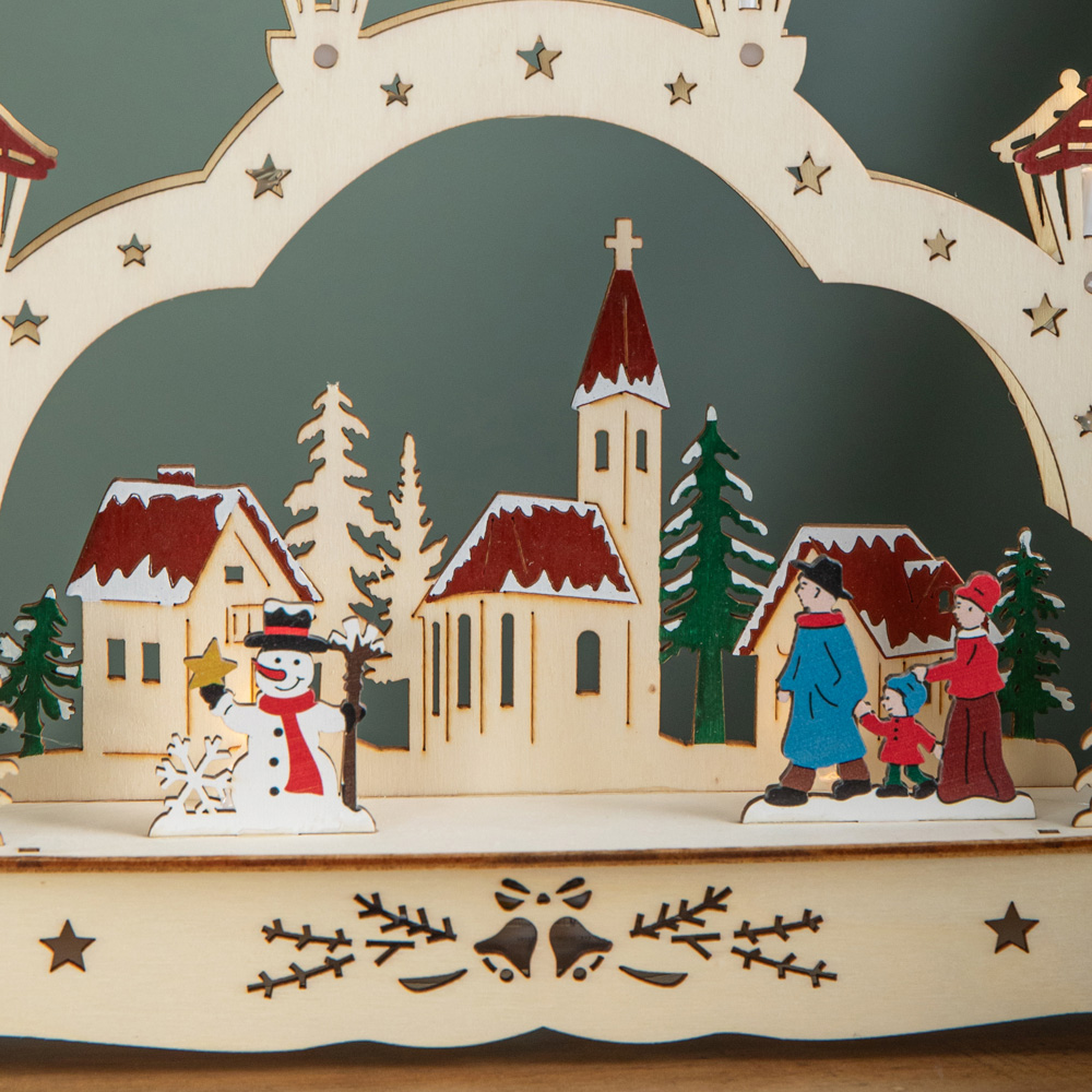 Samuel Alexander 8 Warm White LED Wooden Festive Village Christmas Decoration 28cm Image 5