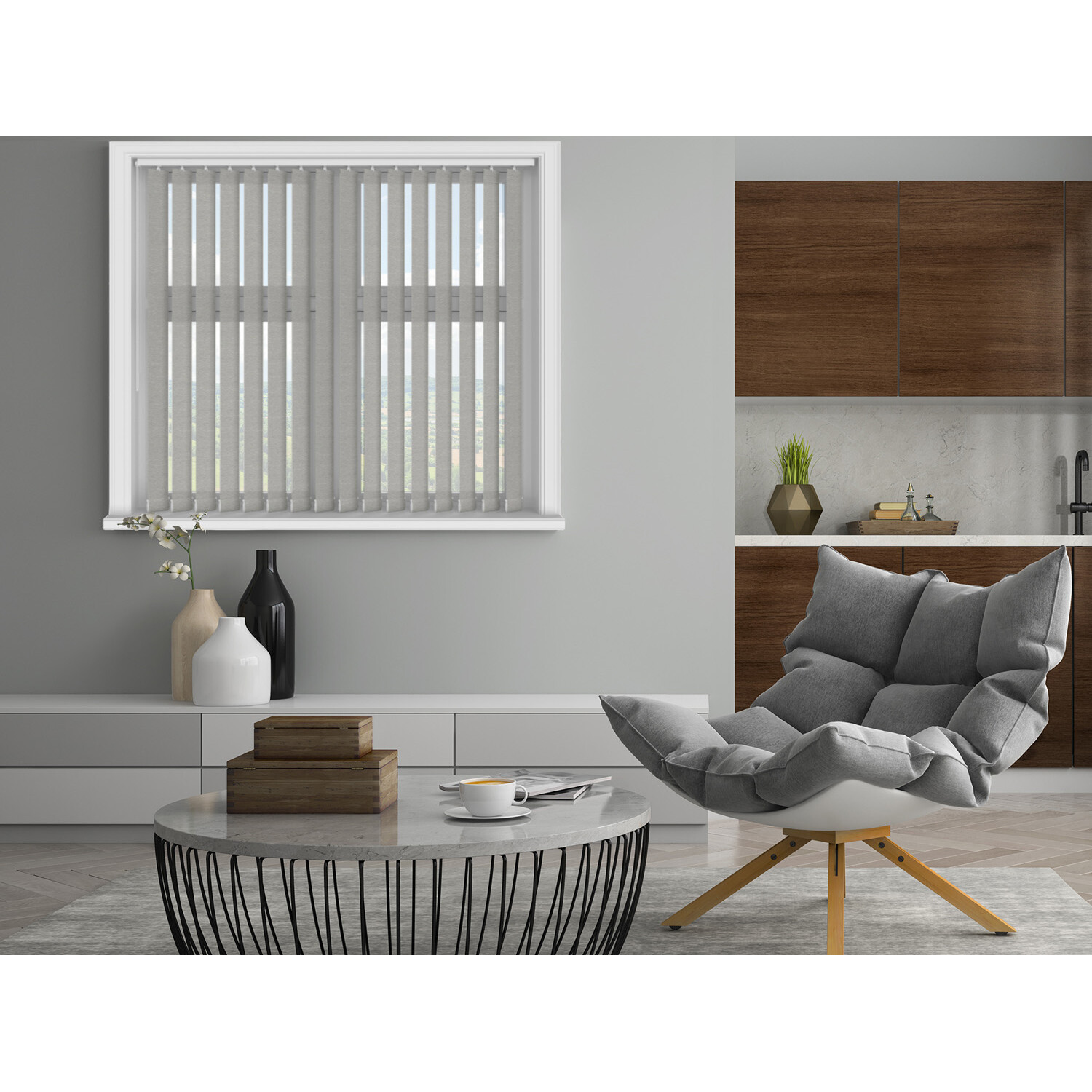 Polyester Vertical Blinds Grey 1.83 x 2.29m Image 5