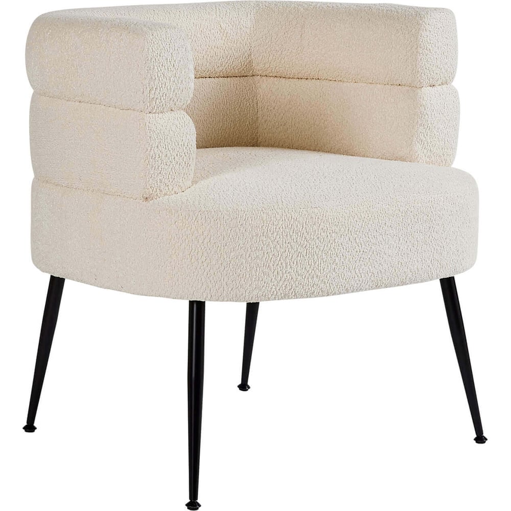 Home Source Cream Boucle Teddy Fur Barrel Accent Chair Image 2