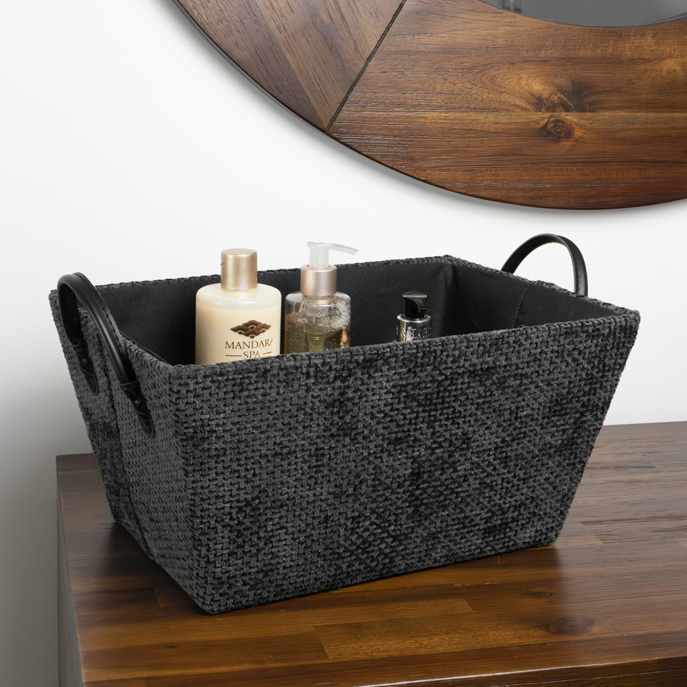 JVL Metro Black Rectangular Storage Basket with Handles Image 6