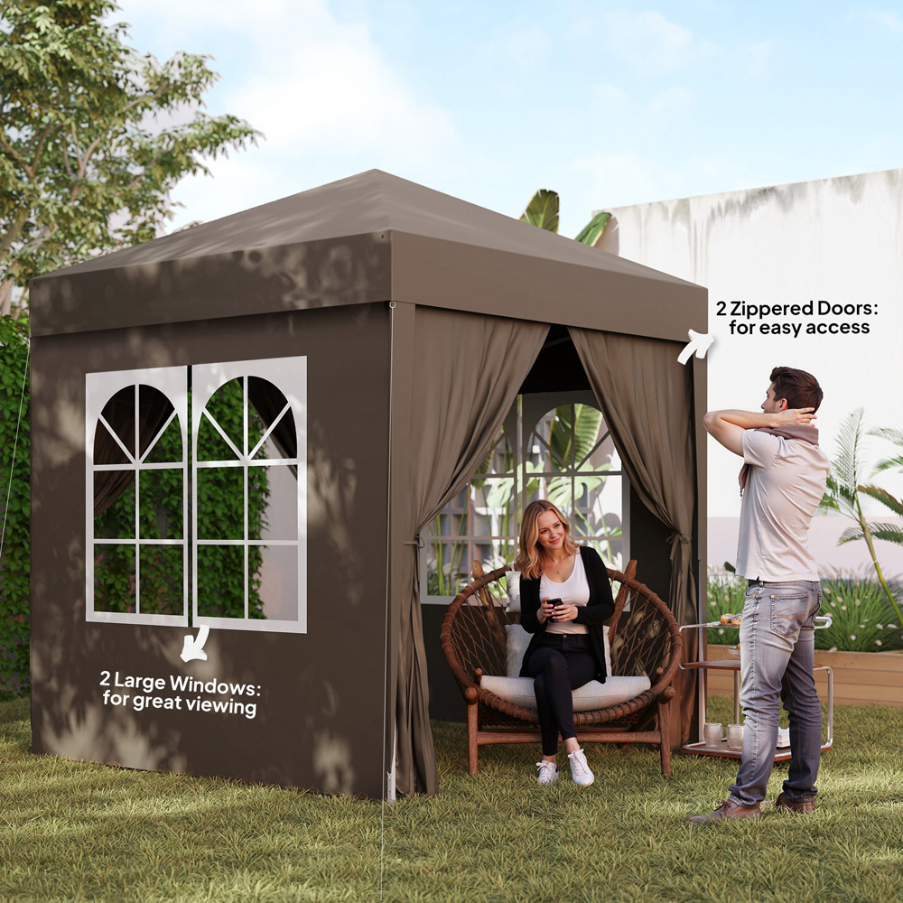 Outsunny 2 x 2m Coffee Marquee Pop Up Gazebo Party Tent Image 3