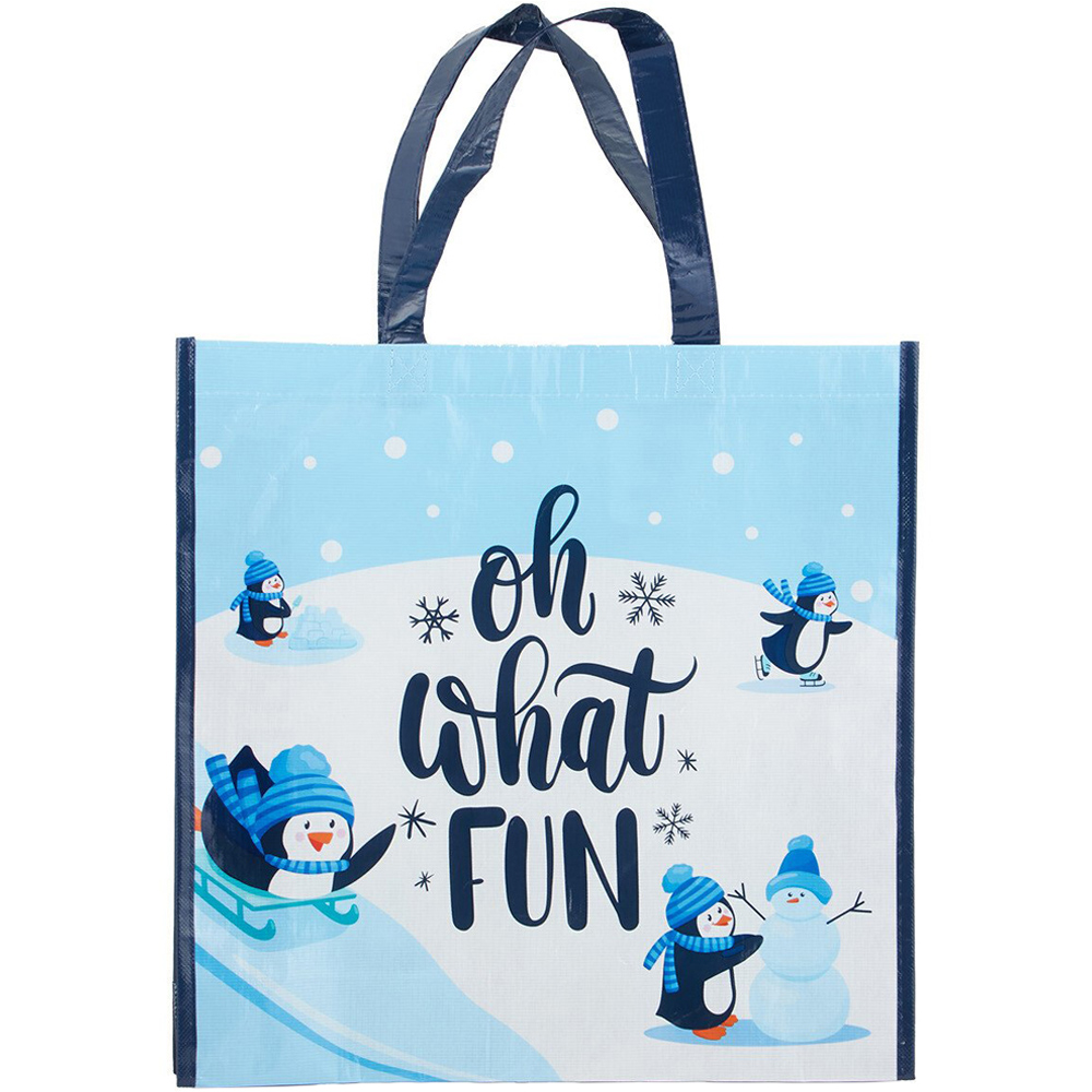 Oh What Fun Xmas Shopper Bag Blue - Blue Image 1
