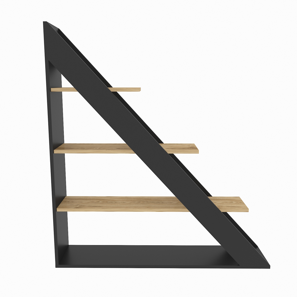 Decorotika Pisagor 4 Shelf Black and Oak Corner Bookcase Image 3