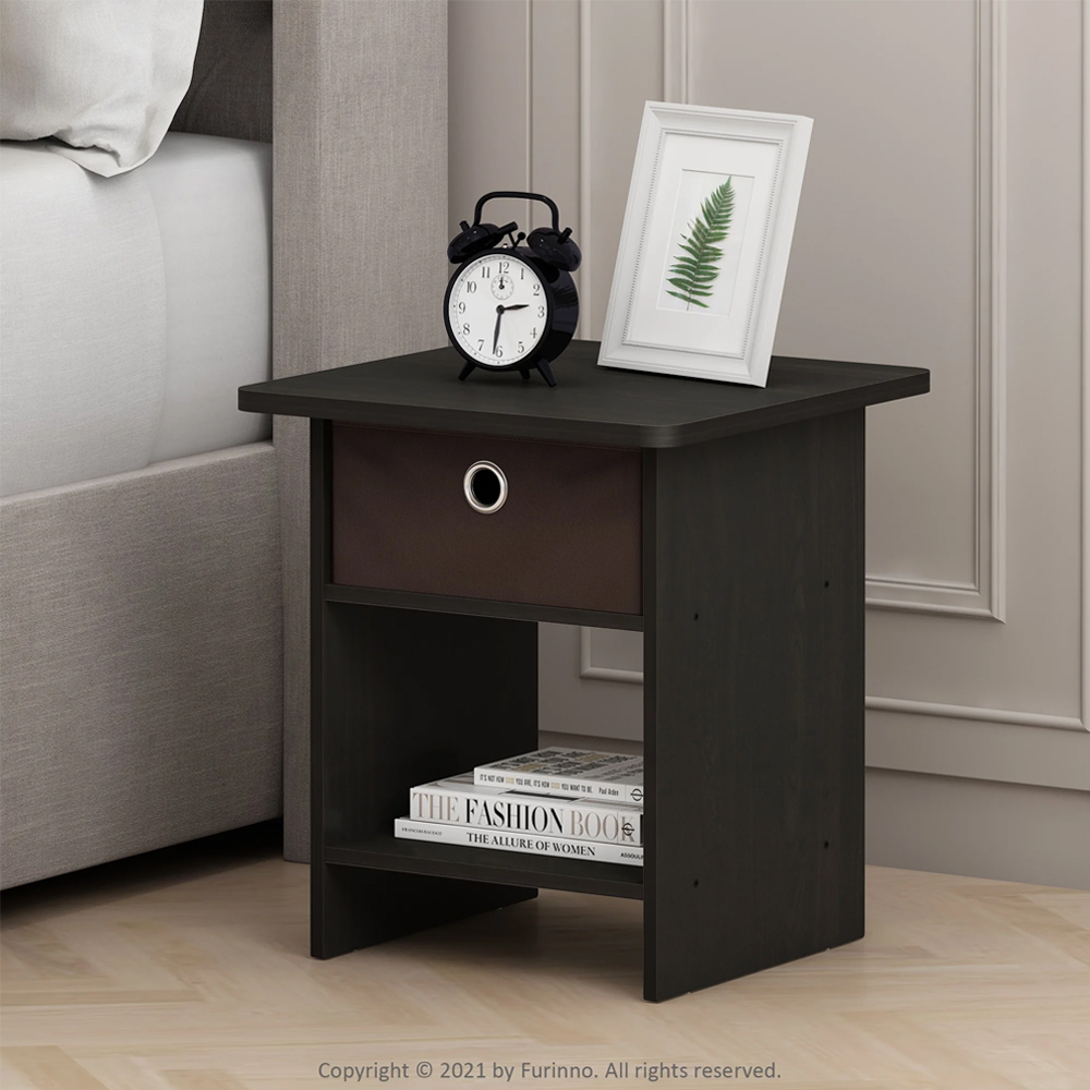 Walplus Dario Single Drawer Single Shelf Espresso End Table Image 8