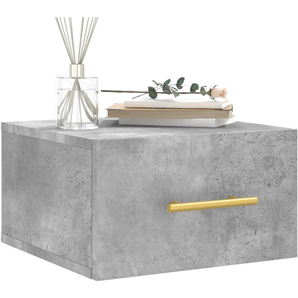 vidaXL Singe Drawer Concrete Grey Wall Mounted Bedside Table Image 3