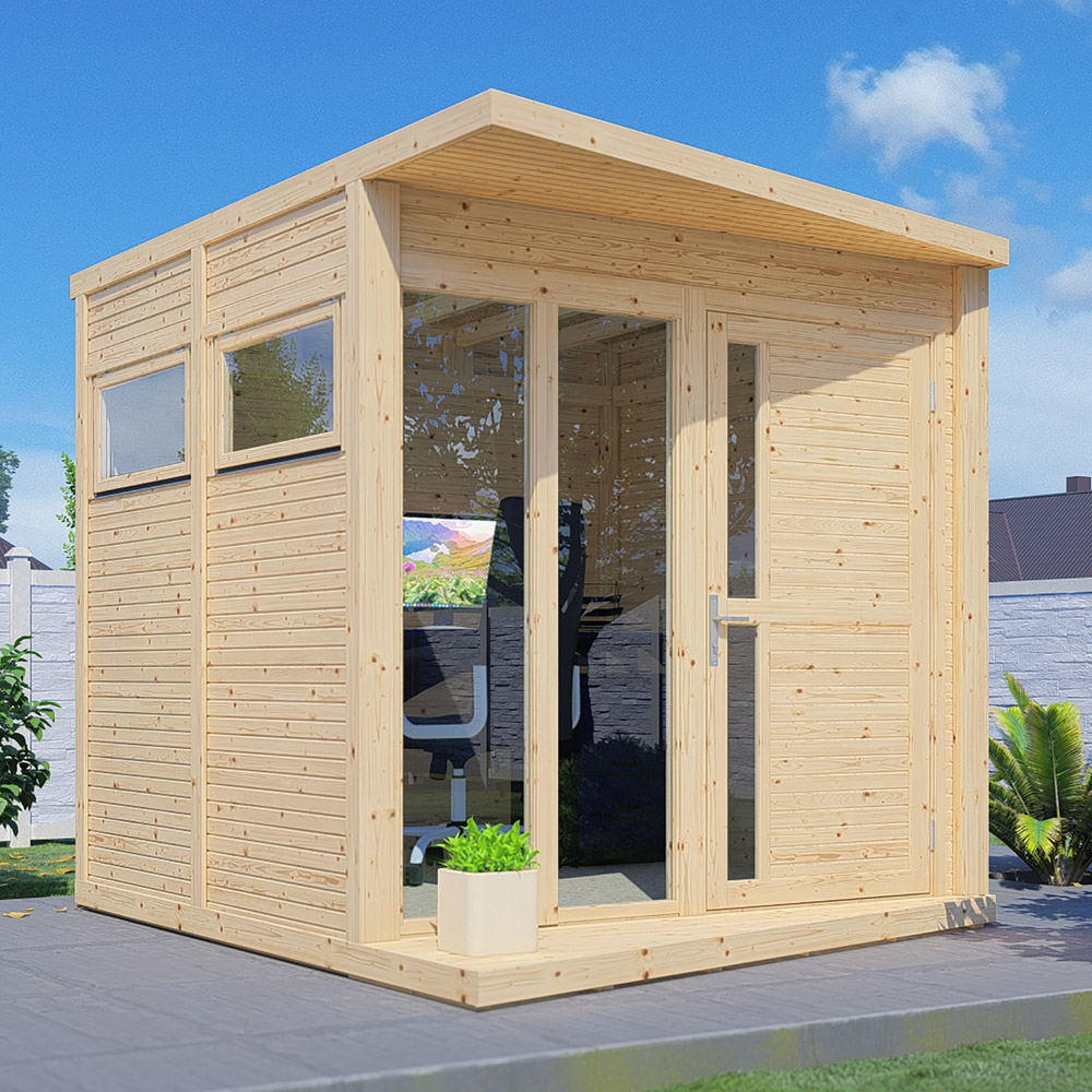 Rowlinson Concept 10 x 8ft Natural Pent Roof Garden Office Image 2