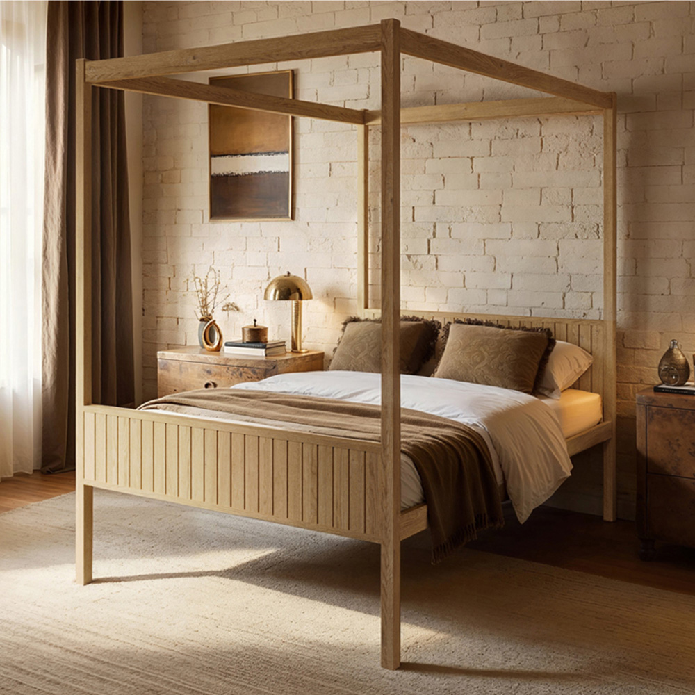Flair Maddy Double Natural 4 Poster Bed Image 1
