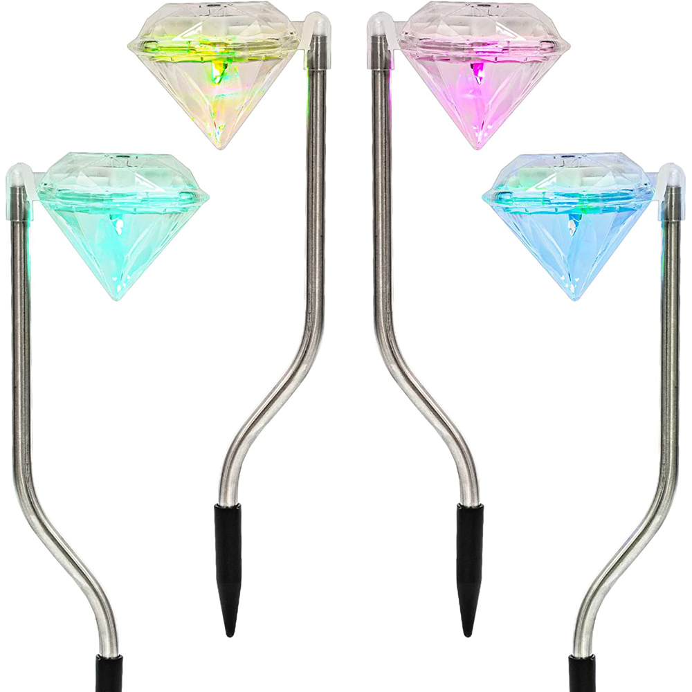 wilko Multicoloured Diamond Solar Stake Light 8 Pack Image 3