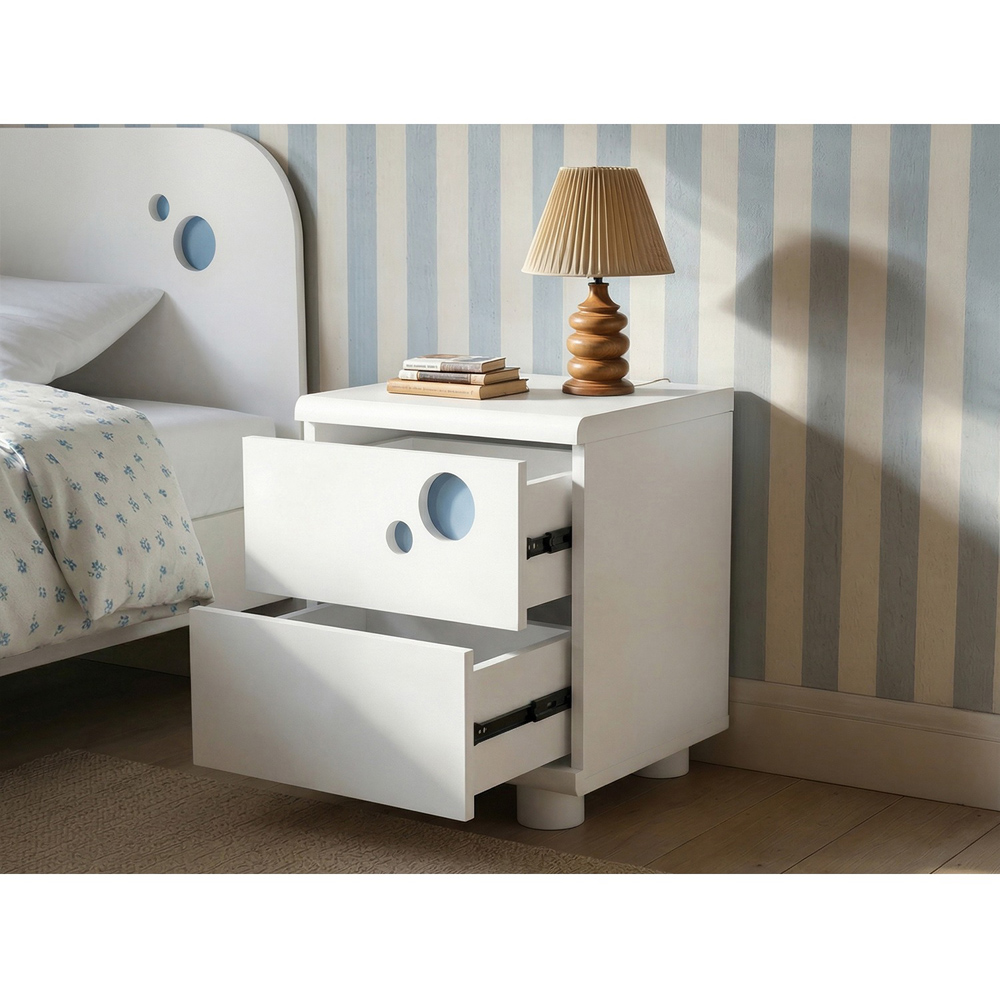 Flair Livana 2 Drawer White Bedside Table Image 6