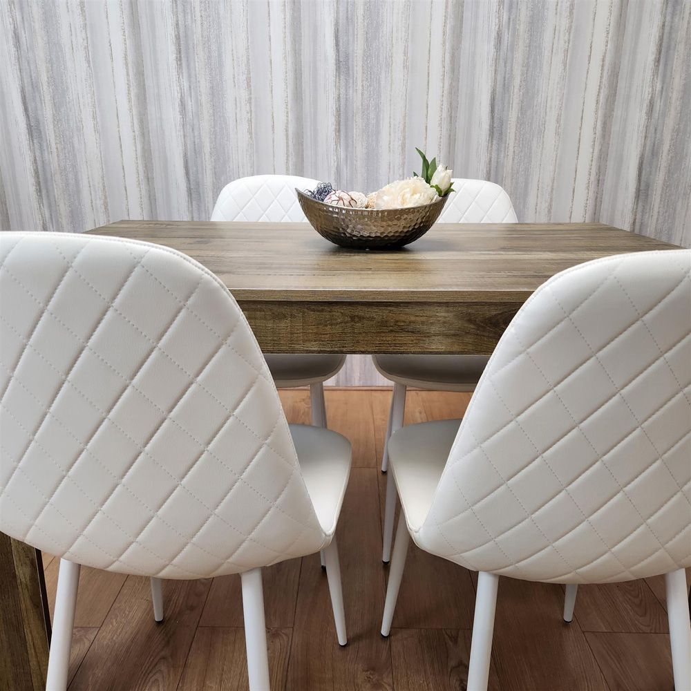 Portland 4 Seater Dining Set Rustic Effect and White Gem Image 4