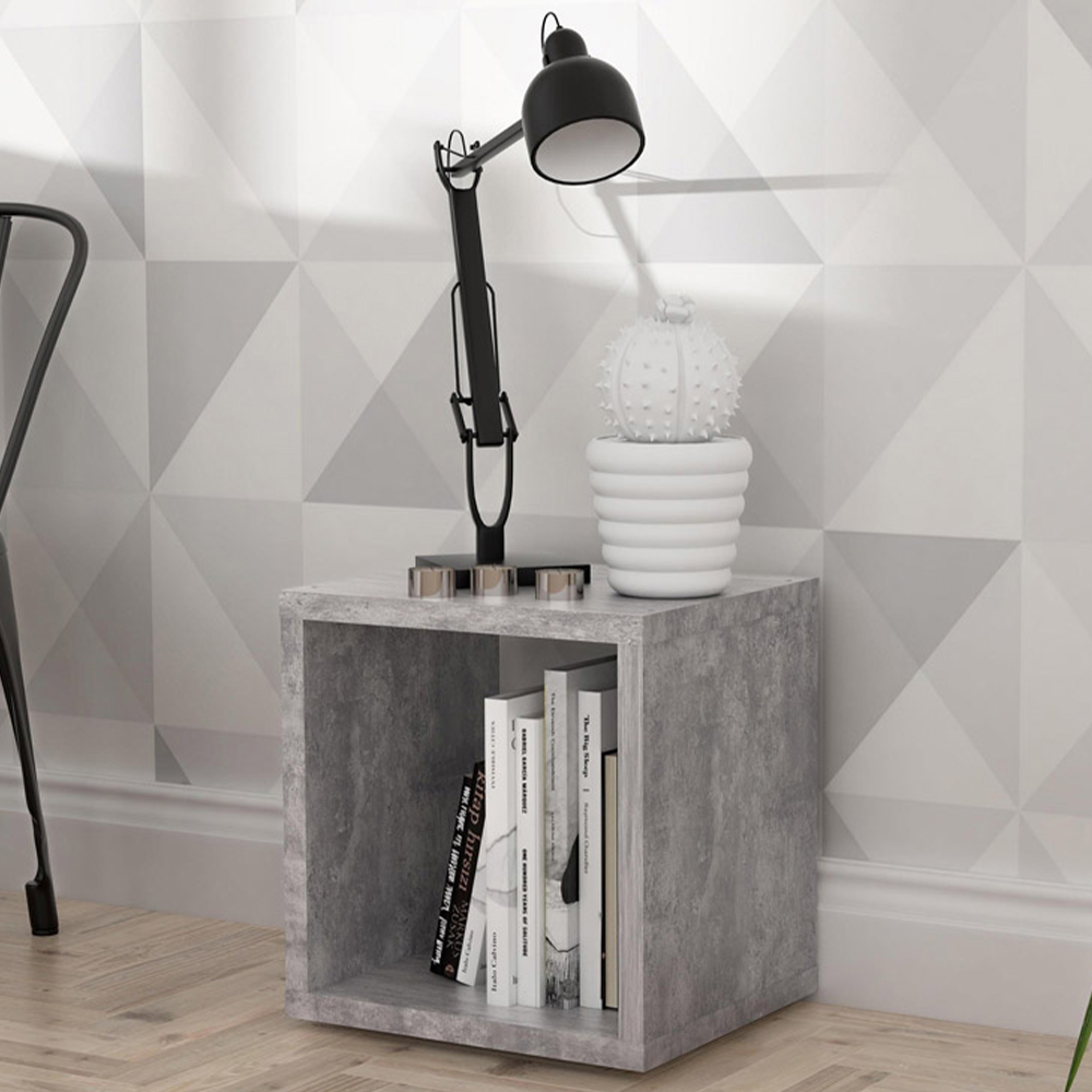 Florence Mauro Single Shelf Concrete Grey Bookcase Image 1