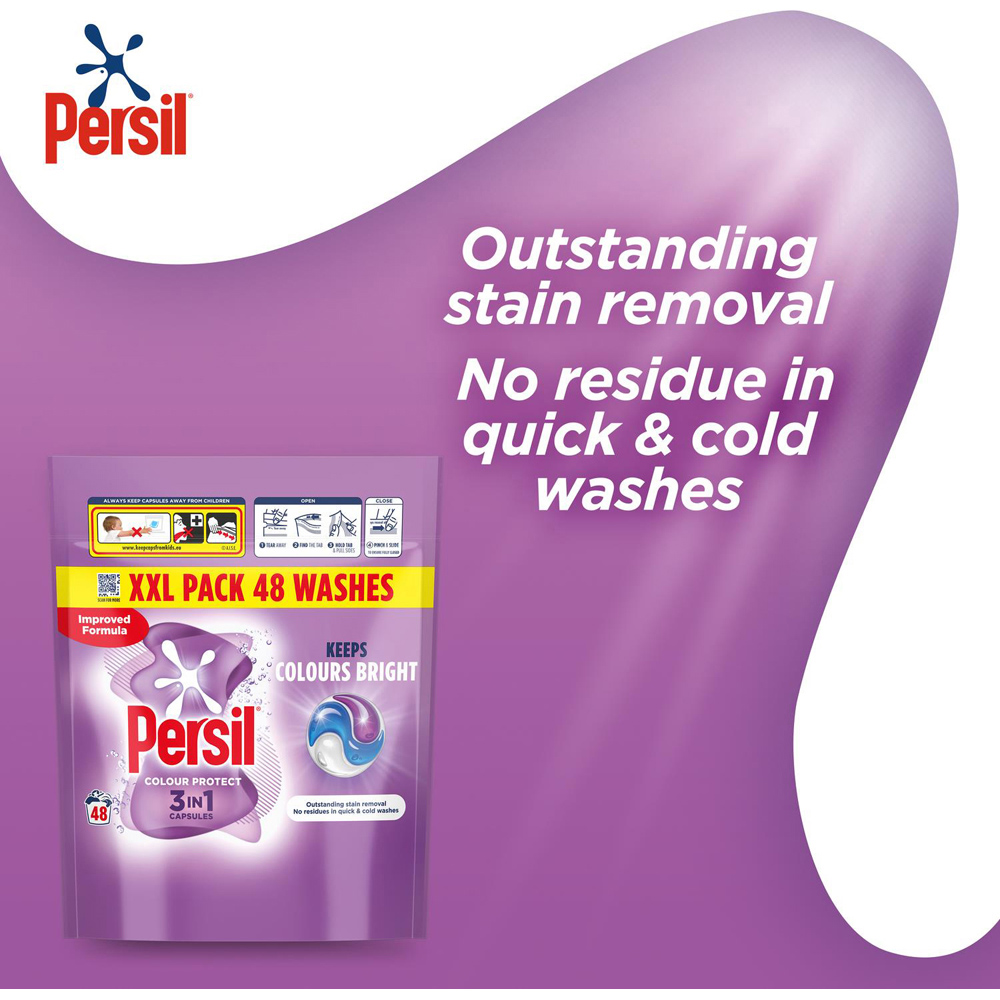 Persil Colour Protect 3 in 1 Washing Capsules 48 Washes 1.012kg 5 Pack Image 6