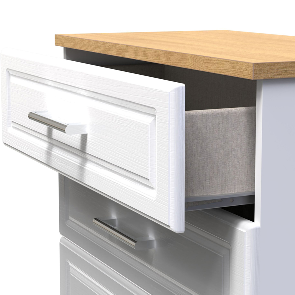 Crowndale Kent 4 Drawer White Ash and Modern Oak Deep Chest of Drawers Ready Assembled Image 6